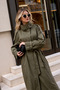 Women's Stand-Up Collar Khaki Long Trench Coat - 9781 - Standard Size - Khaki - 2