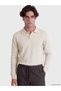 Peak New Season Beige Polo Collar Wool Blend Men's Knit Sweater