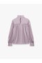 Ruffled Long-Sleeved Satin Blouse with a Stand-Up Collar. - 2
