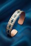 Kök Kilim White Bridal Set Handmade Copper, Cream, and Turquoise Kilim Rug-Patterned Bracelet, Adjustable - 3