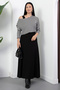 Oval collar striped dress two-piece set dks1475