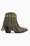 Rodeo Green Suede Tassel-Embellished Chunky Heel Women's Western Boots.
