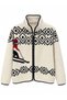 Sleigh Patterned Stand Collar Polar Teddy Fleece Cardigan - 2