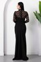 High-neck lace detail crepe dress k-262797 - 8