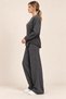 Women's Black Asymmetrical Blouse with Drawstring Detail and Wide-Leg Pants, Two-Piece Set Hzl27W-Mth2490. - 2