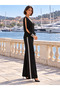Valeria Women's Crepe Blouse and Pants Set with Crystal Ribbon Detail. - 2