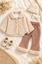 Baby Girl Plush Romper with Pearl Buttons, 3-Piece Set, Plush-Lined Legs, 9–24 Months. - 3