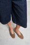 Samia Desert Dark Beige Suede Leather High-Cut Ballet Flats for Women