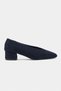 Samia Navy Blue Suede Leather Block Heel Women's Flats. - 5