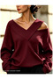 Women's Sweatshirt V-Neck Off-Shoulder Usa Trends - Do765843