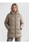 Peak New Season Beige Hooded Women's Puffer Jacket