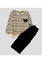 Girls' Cotton Black Striped Long-Sleeved Loose-Fit Sweat Suit with Butterfly Embroidery. - 3