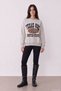 Women's Beige Sweatshirt with Print and Embroidery Details.
