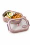 Compartmented Stainless Steel Lunch Box with Clip-On, Leak-Proof Lid, Pink. - 2