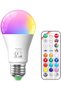 مصباح LED متغير الألوان E27 مع جهاز تحكم عن بعد، 12 واط، طراز A60 LED.