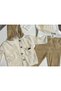Baby Boy Velvet Hooded Sweater, Printed Bodysuit, and Pants 3-Piece Set – Beige Ecru. - 2