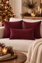 Burgundy Decorative Pillow Cover Set of 3: 2 Pieces 45X45 cm + 1 Piece 30X50 Cm.
