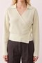 Women's Beige Cross-Neck Button-Detailed Knit Sweater & Cardigan - 2