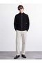 Seray New Season Black Stand Collar Men's Knitwear Cardigan - 2