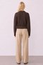 Women's Coffee-Colored Knit Sweater & Cardigan with a Wrap-Style Neckline and Button Details. - 3