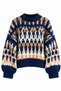 Vintage Zikzak Pattern Knit Sweater