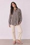 Women's Coffee Plaid Detailed Shirt