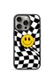 iPhone 16 Pro Max Vorian Black Hole Case, Black and White Wavy Smile Design.