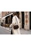 Women's Brown Nubuck Shoulder Bag with 3 Compartments and Gold Details - Everyday Crossbody Bag.