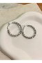 Patterned Hoop Silver Earrings - 2