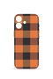 iPhone 16 Plus Vorian Camera Protective Case, Orange, Large Plaid Pattern.