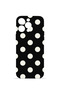 iPhone 15 Pro Max Vorian Camera Protective Case, Black with Cream Polka Dots.