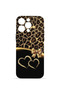 iPhone 14 Pro Vorian Camera Protective Case with Gold Heart and Leopard Print.