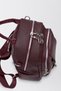 Women's Lemur Burgundy Faux Leather 3-Compartment Multi-Pocket Crossbody Bag with Zipper Closure, for Back and Shoulder Use. - 6