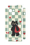iPhone 14 Vorian Mika Camera Protective Case, Checkered Cat Design. - 2