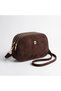 Women's Brown Nubuck Shoulder Bag with 3 Compartments and Gold Details - Everyday Crossbody Bag. - 2