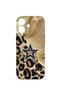 iPhone 16 Plus Vorian Camera Protective Case, Gold Leopard Star Design.