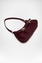 Women's Roma Burgundy Suede Baguette Handbag and Shoulder Bag with Two Flaps, Pockets, Buckle, and Zipper Closure. - 4