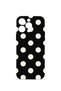 iPhone 13 Pro Max Vorian Camera Protective Case, Black with Cream Polka Dots.