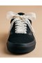 Ecru Star and Flower Patterned Wide Lace Laces, 120 Cm, for Sneakers.