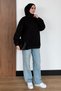 Women's 3-Thread Brushed Inside Crew Neck Basic Modest Sweatshirt 3269 Black - 7