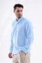 100% Cotton Regular Fit Hakim Collar Muslin Long Sleeve Shirt - Blue - 2