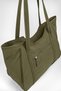 Women's Bamboo Khaki Large Shoulder Tote Bag with Back Zipper Pocket and Lined Zipper Closure. - 3