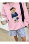 Women's Cute Combination Teddy Bear Printed Bicycle Sweatshirt - 2