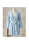 Ribbed Nightgown & Robe Set with Lace Trim – Light Blue