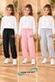 Winter, Spring, and Autumn Elastic-Leg Sweatpants Set in Black, Pink, and Gray (3-Piece) - 2