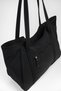 Women's Bamboo Black Large Size Shoulder Tote Bag with Back Zipper Pocket and Lined Zipper Closure. - 7