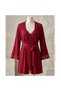 Ribbed Nightgown & Robe Set with Lace Trim – Red