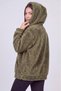 Women's zip-up hooded long plush fleece cardigan - 6