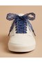 Navy Blue Lace Laces with Floral Pattern, 120 Cm, for Linen and Casual Shoes.