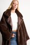 Regular Fit Mock Neck Long Faux Fur Coat I2772AX26WN - 4